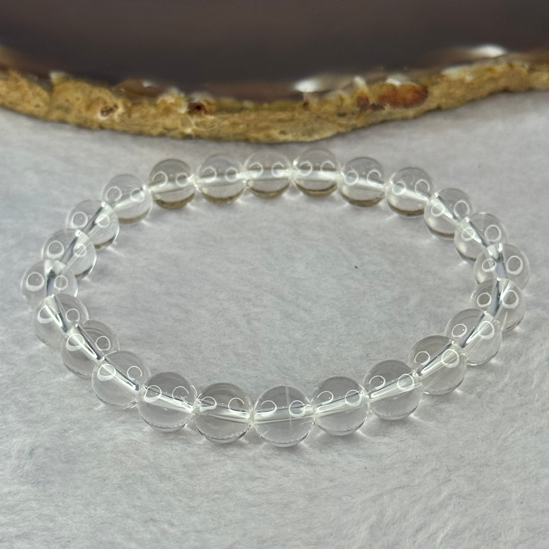 Natural Clear Quartz Bracelet 天然白水晶手链 18.64g 16.5cm 8.4mm 24 Beads - Huangs Jadeite and Jewelry Pte Ltd