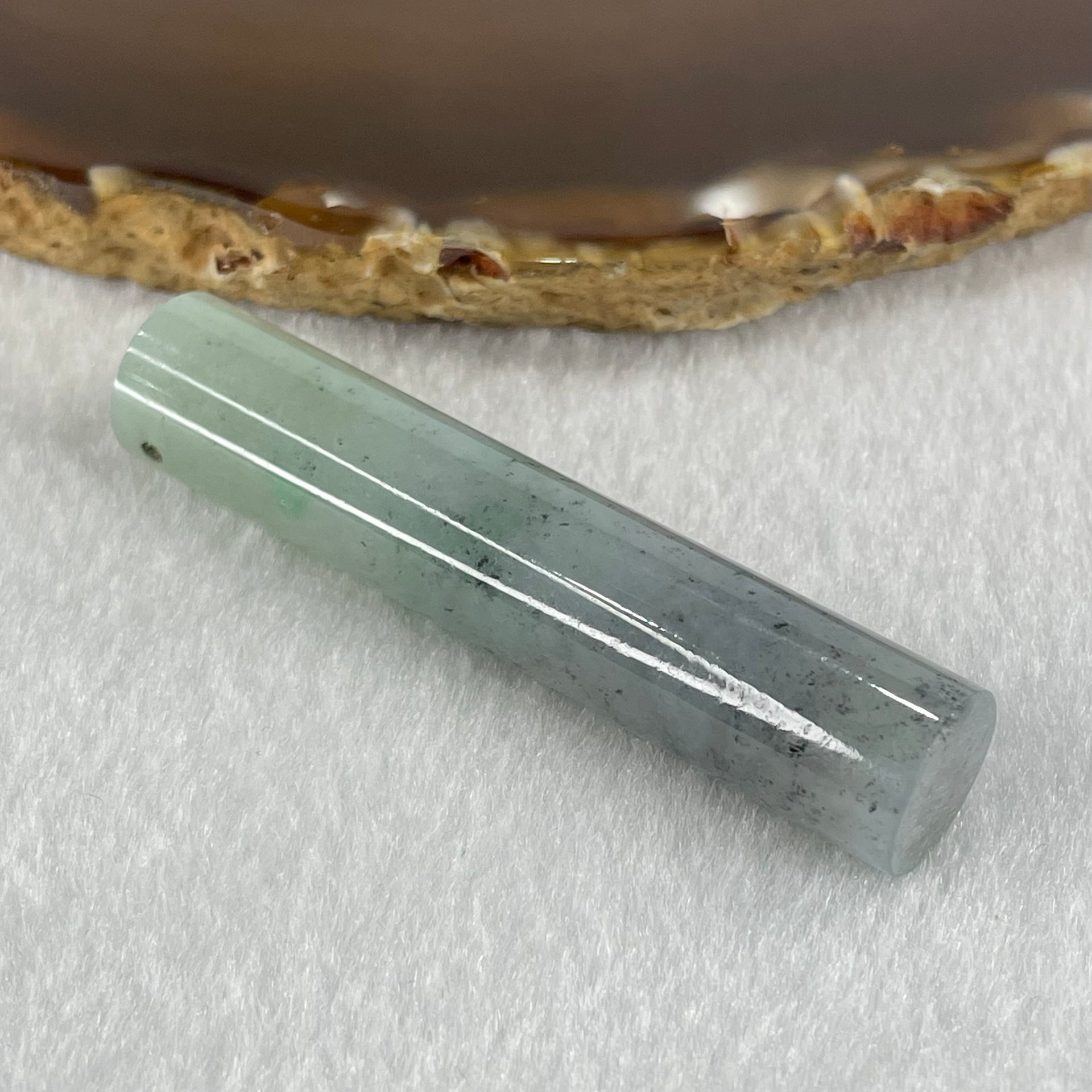 Type A Wuji Grey and Green Jadeite Pillar Pendant 22.30g 59.3 by 12.0mm - Huangs Jadeite and Jewelry Pte Ltd