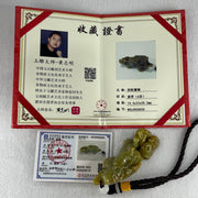 Grand Master Type A Yellow with Green Jadeite Flying Pixiu Pendant 102.1g 34.4 by 33.0 by 20.2mm - Huangs Jadeite and Jewelry Pte Ltd