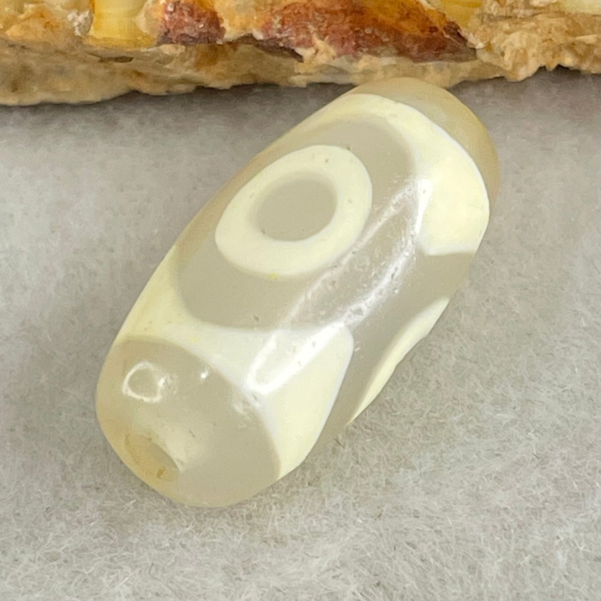Natural Powerful Tibetan Old Oily Agate 3 Eyes Dzi Bead Heavenly Master (Tian Zhu) 三眼天诛 3.02g 20.1 by 10.2mm - Huangs Jadeite and Jewelry Pte Ltd