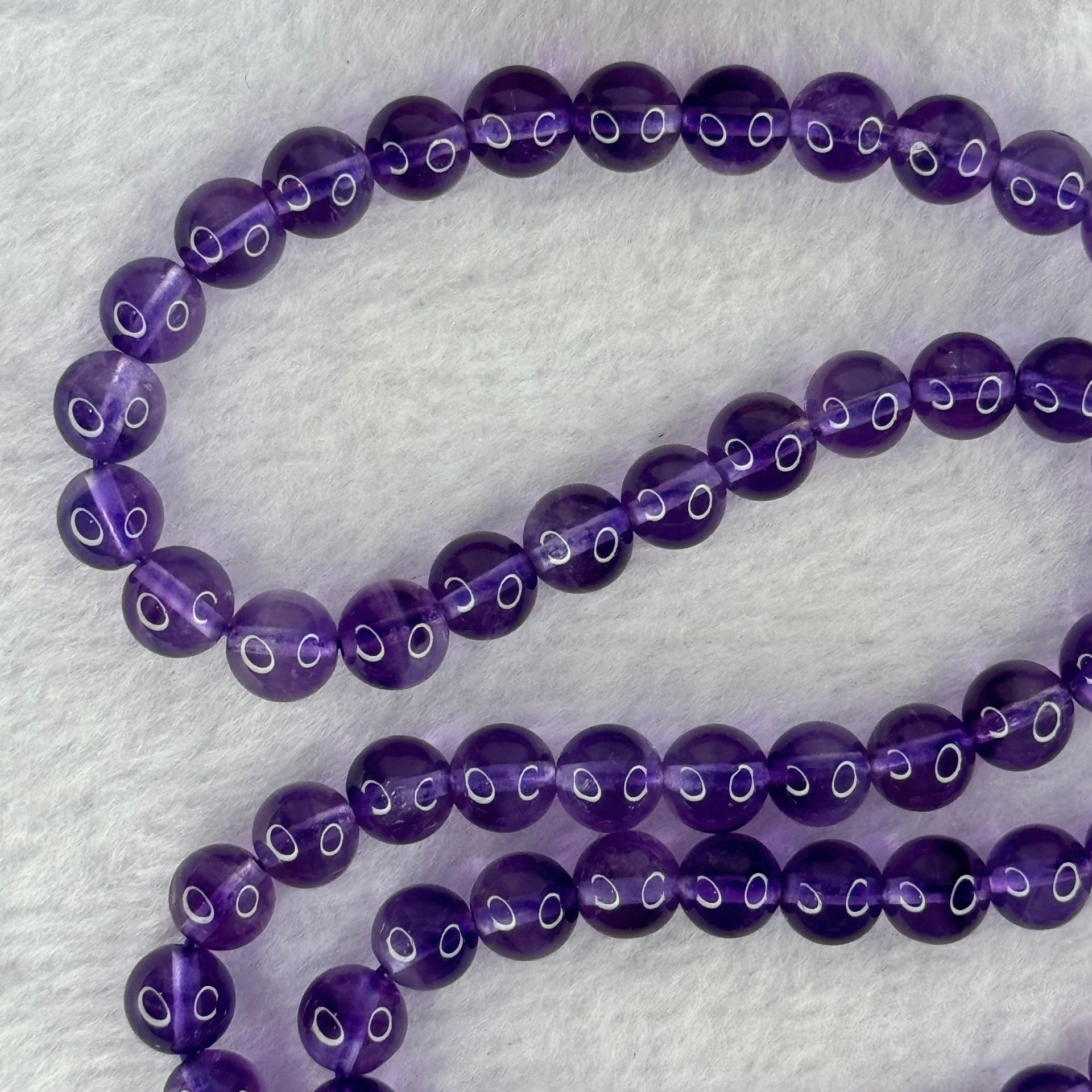 Good Grade Natural Amethyst Necklace 39.71g 52cm 7.3 by 79 Beads - Huangs Jadeite and Jewelry Pte Ltd