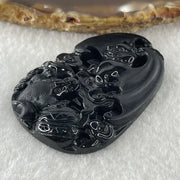 Type A Opaque to Partial Translucent Black Omphacite Jadeite Bat and 3 Legged Toad Pendant 29.98g 51.5 by 36.8 by 8.5mm - Huangs Jadeite and Jewelry Pte Ltd