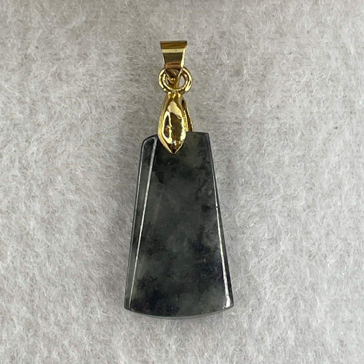 Natural Type A Semi Icy Wuji Grey Jadeite Wushipai Pendant in Gold-Color S925 Silver | (2.10g | 21.0 x 12.1 x 3.3mm | Unobstructed Peace & Supreme Protection Anchor, Feng Shui Harmony & Executive Shield Pendant) - Huangs Jadeite and Jewelry Pte Ltd