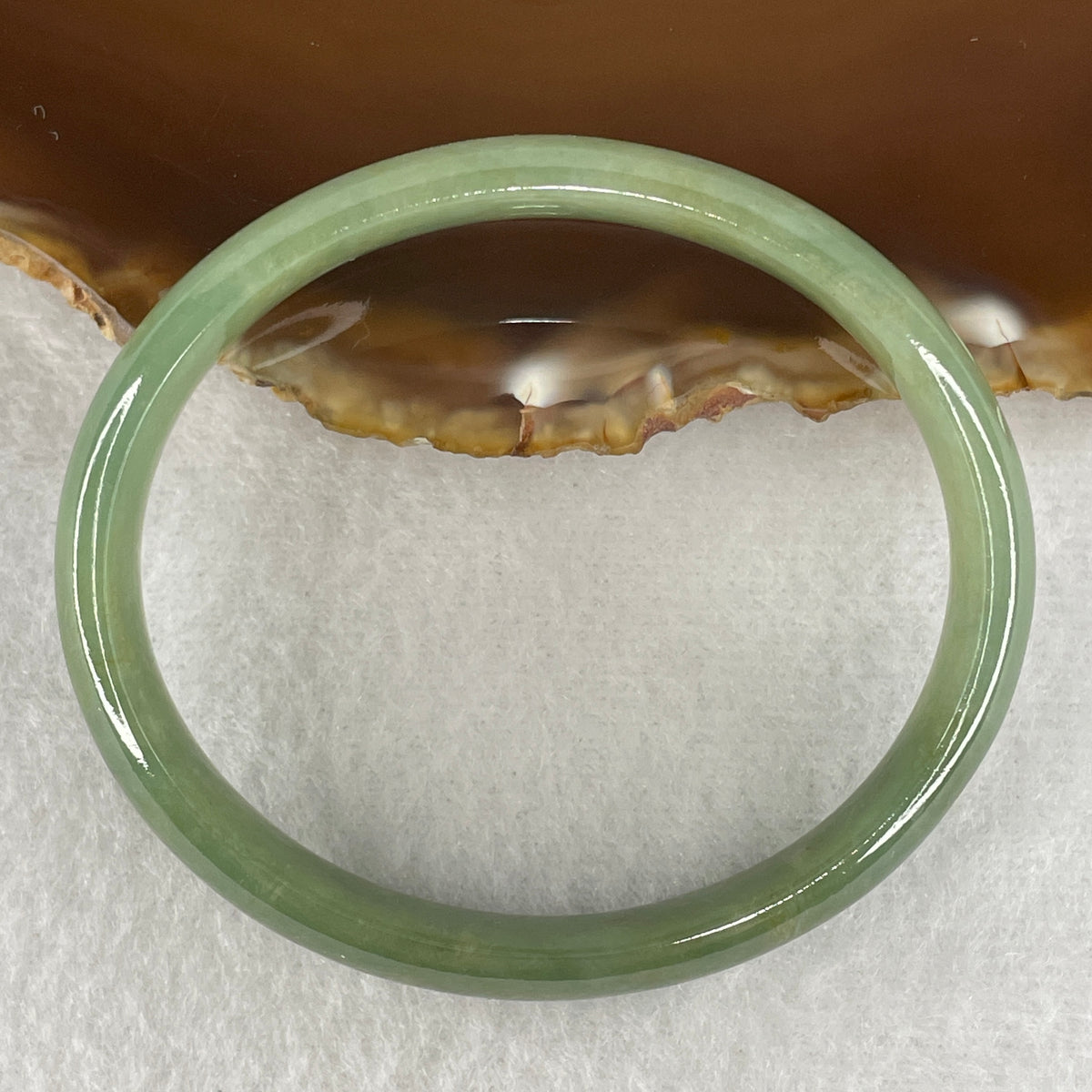 Natural Type A Green & Brownish Jadeite Oval Bangle | 55.8mm Gui Yuan Fit (27.89g 11.0x5.5mm | Very Very Slight External Line | Ergonomic Grace, Grounding & Heart Harmony)