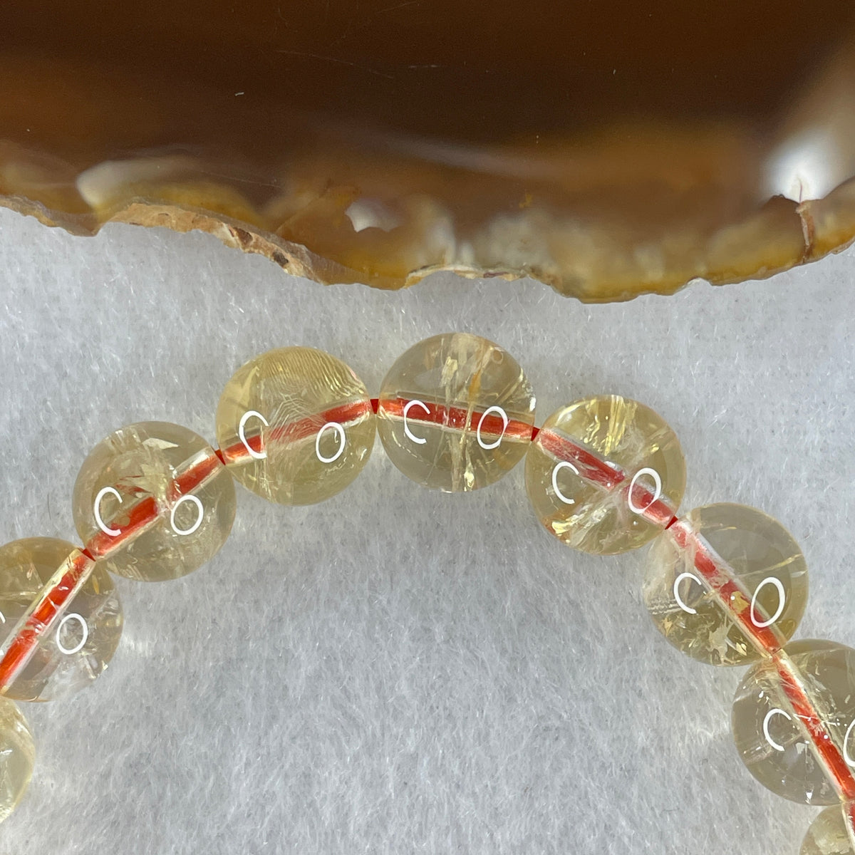 Certified Average Grade Natural Yellow Citrine Crystal Beads Bracelet | 10.2mm Golden Merchant's (28.87g | 16.5cm Wrist Sizing | 20 Beads)