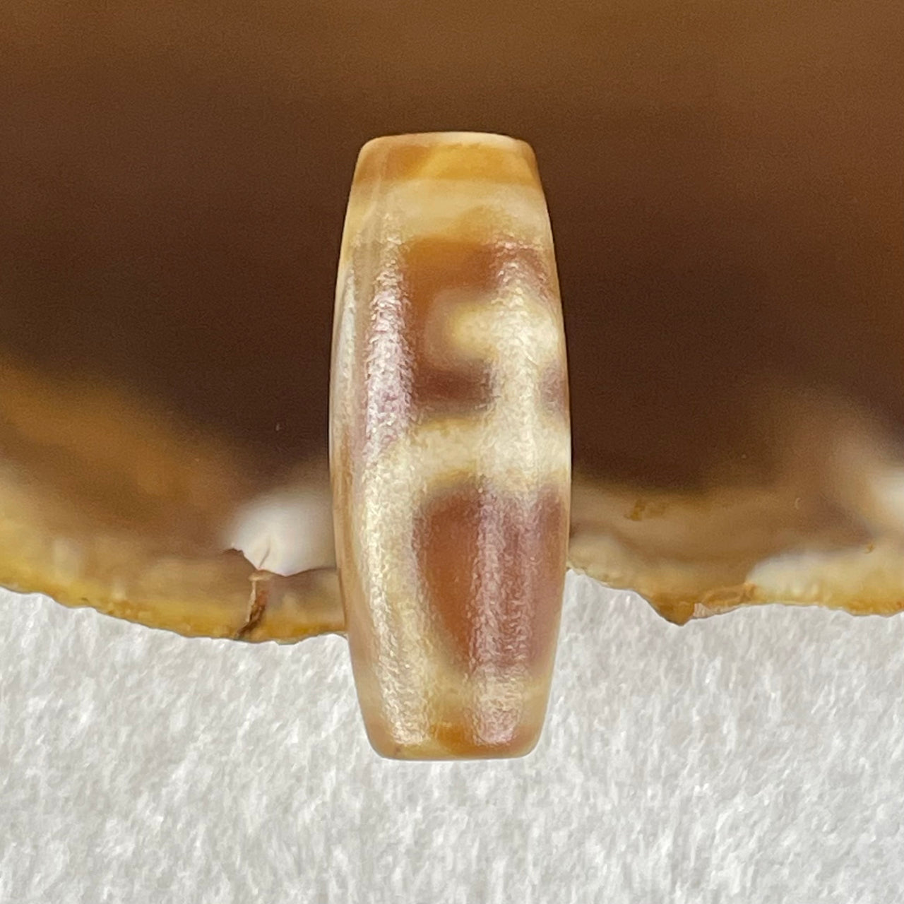 Natural Powerful Tibetan Old Oily Agate Double Nectar Vessel Dzi Bead Heavenly Master (Tian Zhu) 花蜜容器眼天珠 5.80g 29.2 by 11.3mm - Huangs Jadeite and Jewelry Pte Ltd