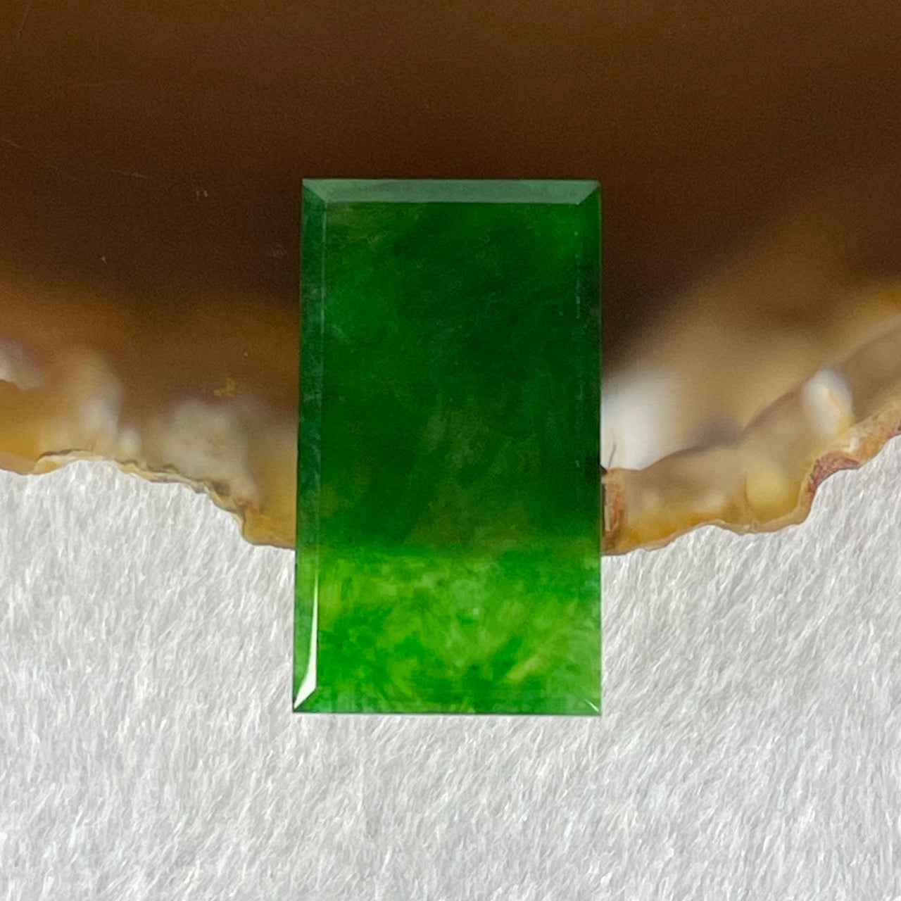 Rare Good Grade Type A Old Mine Spicy Green Jadeite Rectangle Wu Shi Pai Stone Setting 1.45g 22.5 by  12.7 by 1.7mm - Huangs Jadeite and Jewelry Pte Ltd