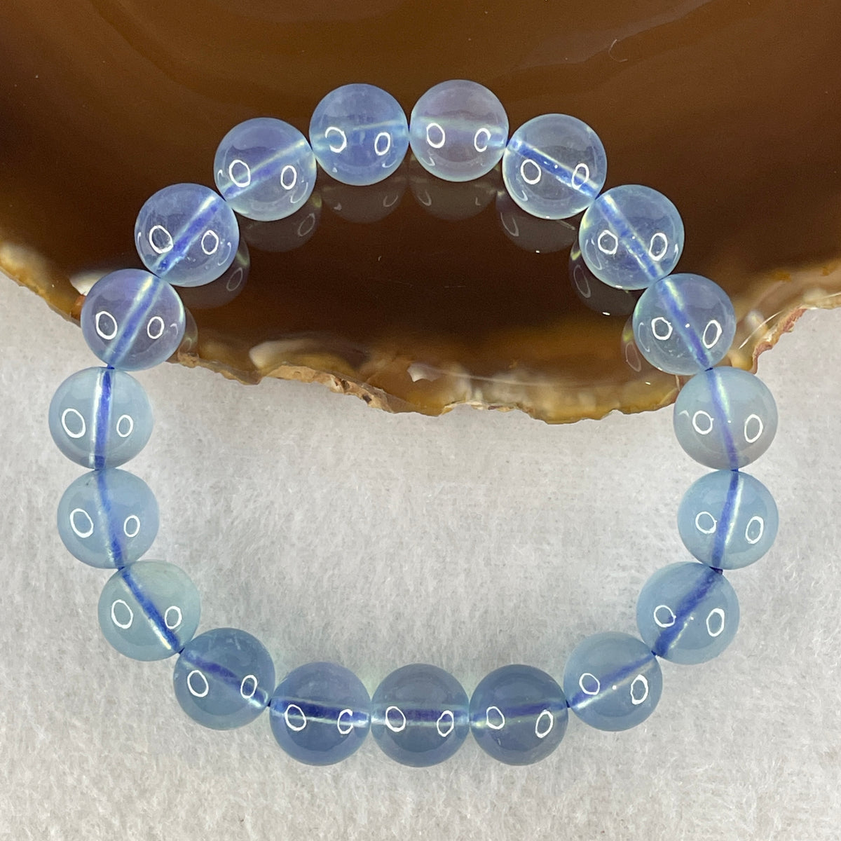 Certified Good Grade Natural Aquamarine Beads Bracelet | 15.5cm with 19 Beads 10.3mm (26.50g | Ocean Blue Translucency |Throat & Third Eye Chakra Harmony, Tranquil Communication & Serene Wealth Shield)