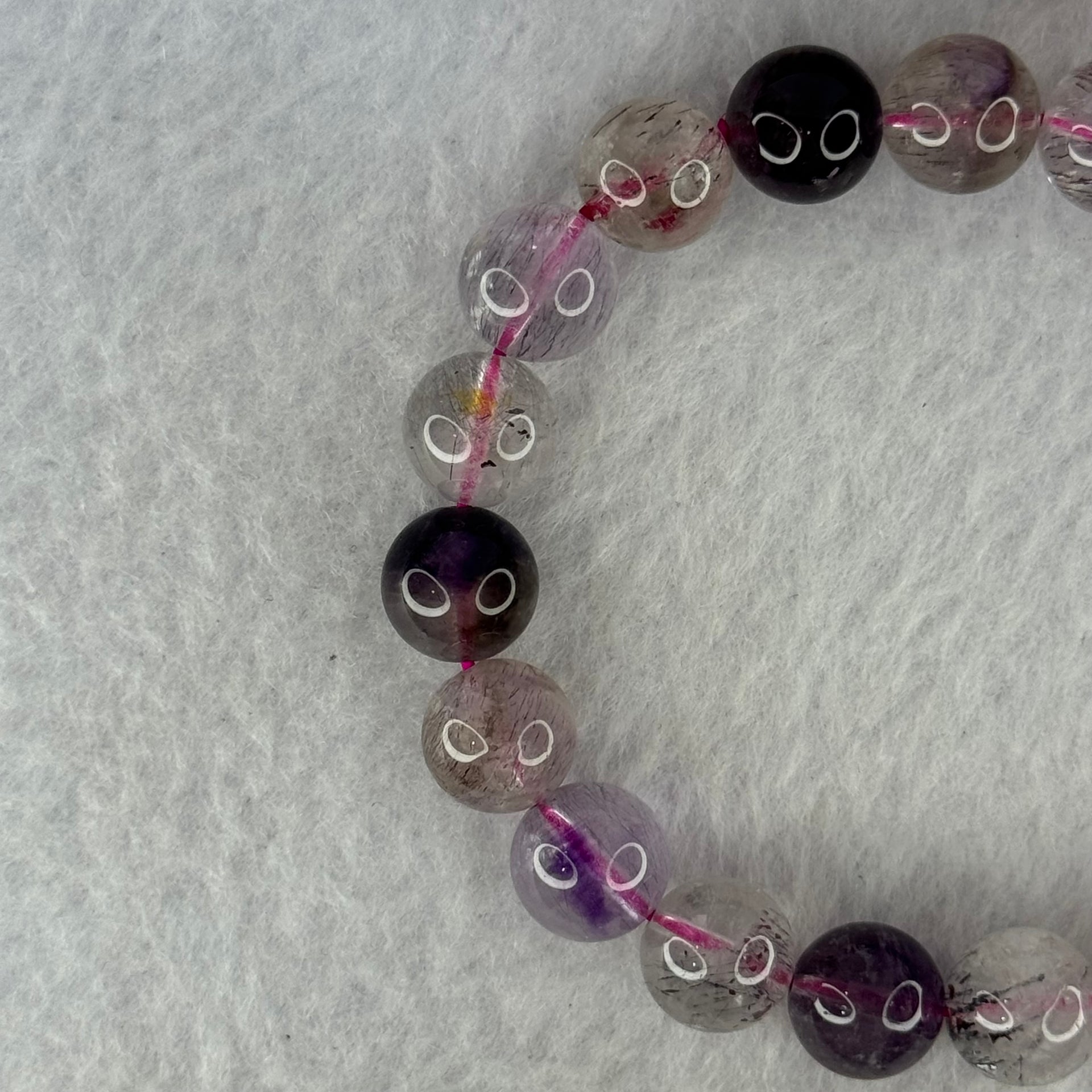 Natural Super 7 Beads Bracelet 29.63g 17.5cm 10.3mm 20 Beads - Huangs Jadeite and Jewelry Pte Ltd