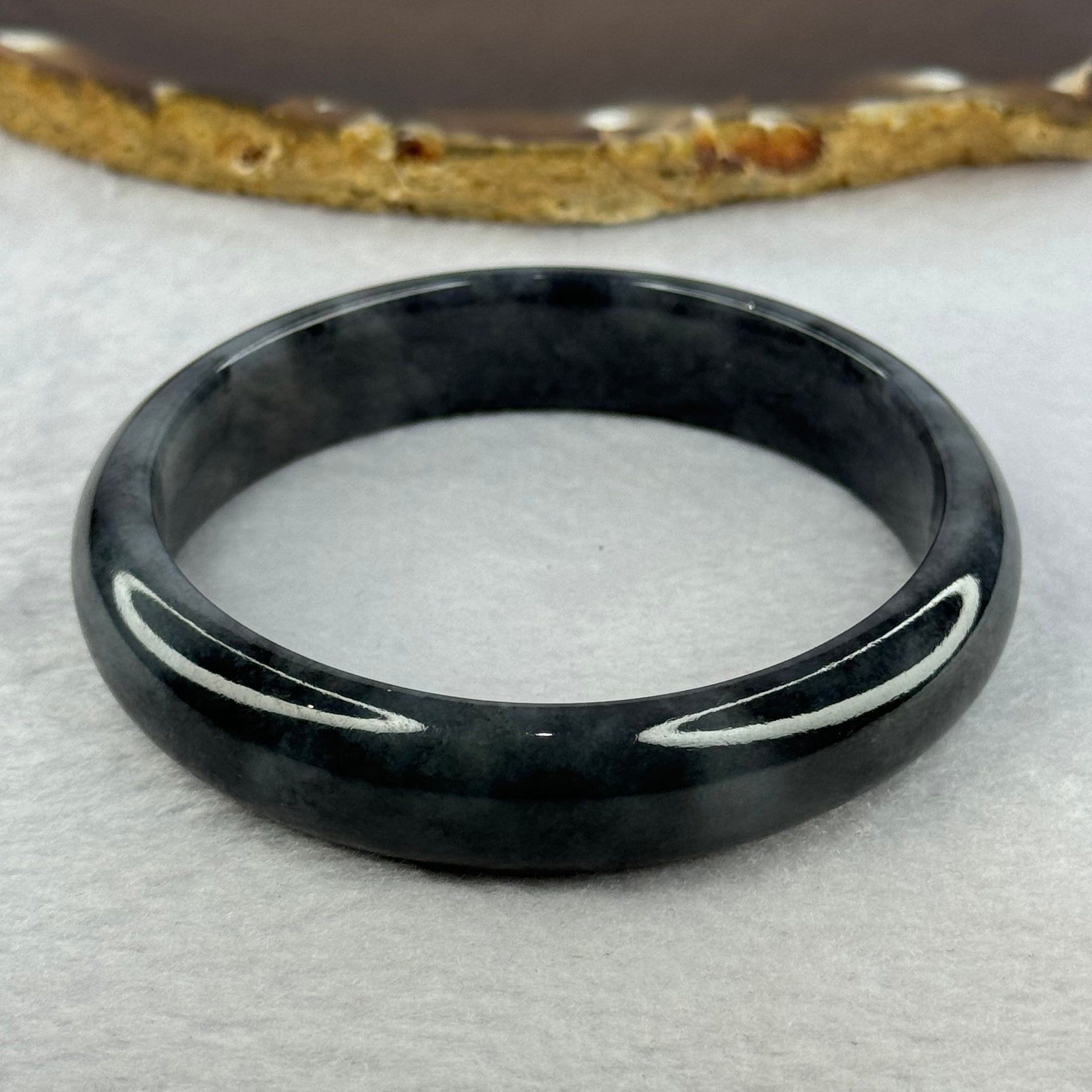 Type A Translucent Wuji Black Grey Jadeite Bangle 54.12g Internal Diameter 59.6mm 4.0 by 7.4mm (Very Fine Internal Lines) - Huangs Jadeite and Jewelry Pte Ltd