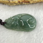 Type A Blueish Green Jadeite Pixiu Pendent 10.32g 32.6 by 20.9 by 8.4mm - Huangs Jadeite and Jewelry Pte Ltd