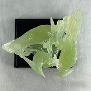 Natural Green Serpentine 3 Phoenix on Tree with Wooden Stand Display 1,022.5g 175.0 by 150.0 by 245.0mm - Huangs Jadeite and Jewelry Pte Ltd