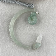 Natural Type A Semi Icy Light Green Jadeite Moon with Rabbit and Flower on Ping An Kou and Carrot Necklace 11.72g 17.2 by 13.6 by 8.6mm Ping An Kou - 56.7 by 4.4 by 5.5mm Moon - Huangs Jadeite and Jewelry Pte Ltd