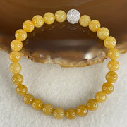 Type A Yellow Jade Jadeite Bracelet 13.76g 6.8mm/bead 26 beads with NGI Cert - Huangs Jadeite and Jewelry Pte Ltd