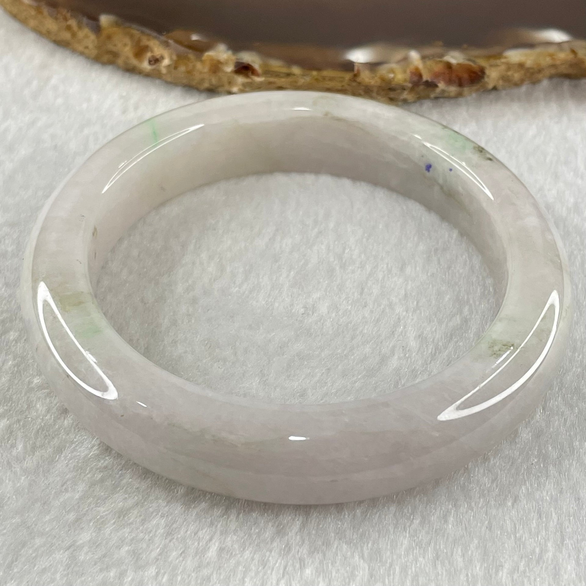 Type A Faint Lavender with Brown Patches Jadeite Bangle 66.86g Internal Diameter 56.0mm 12.7 by 9.4mm (Internal Lines) - Huangs Jadeite and Jewelry Pte Ltd