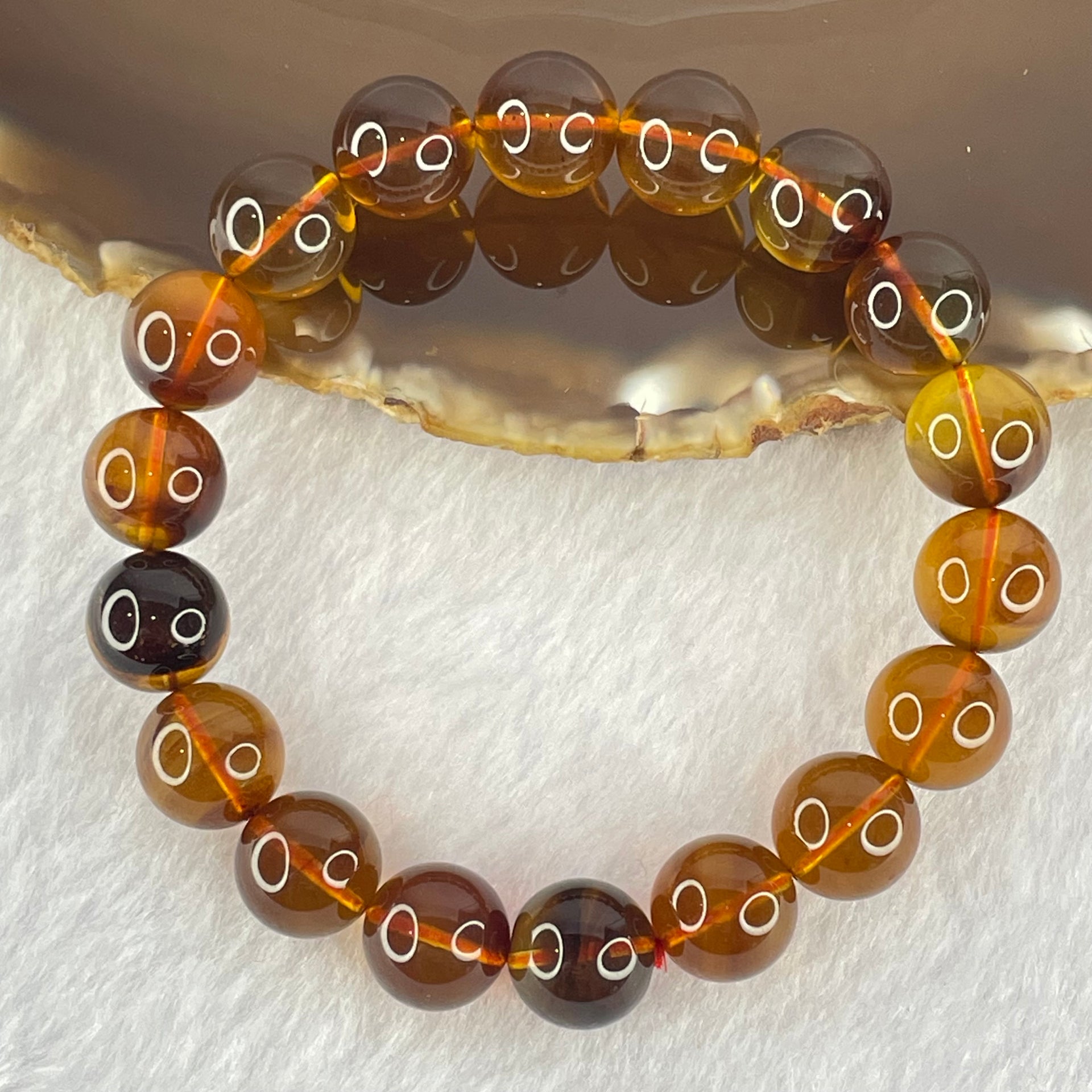 Natural Cognac Amber Beads Bracelet 10.72g 16.5cm 10.7mm 18 Beads - Huangs Jadeite and Jewelry Pte Ltd