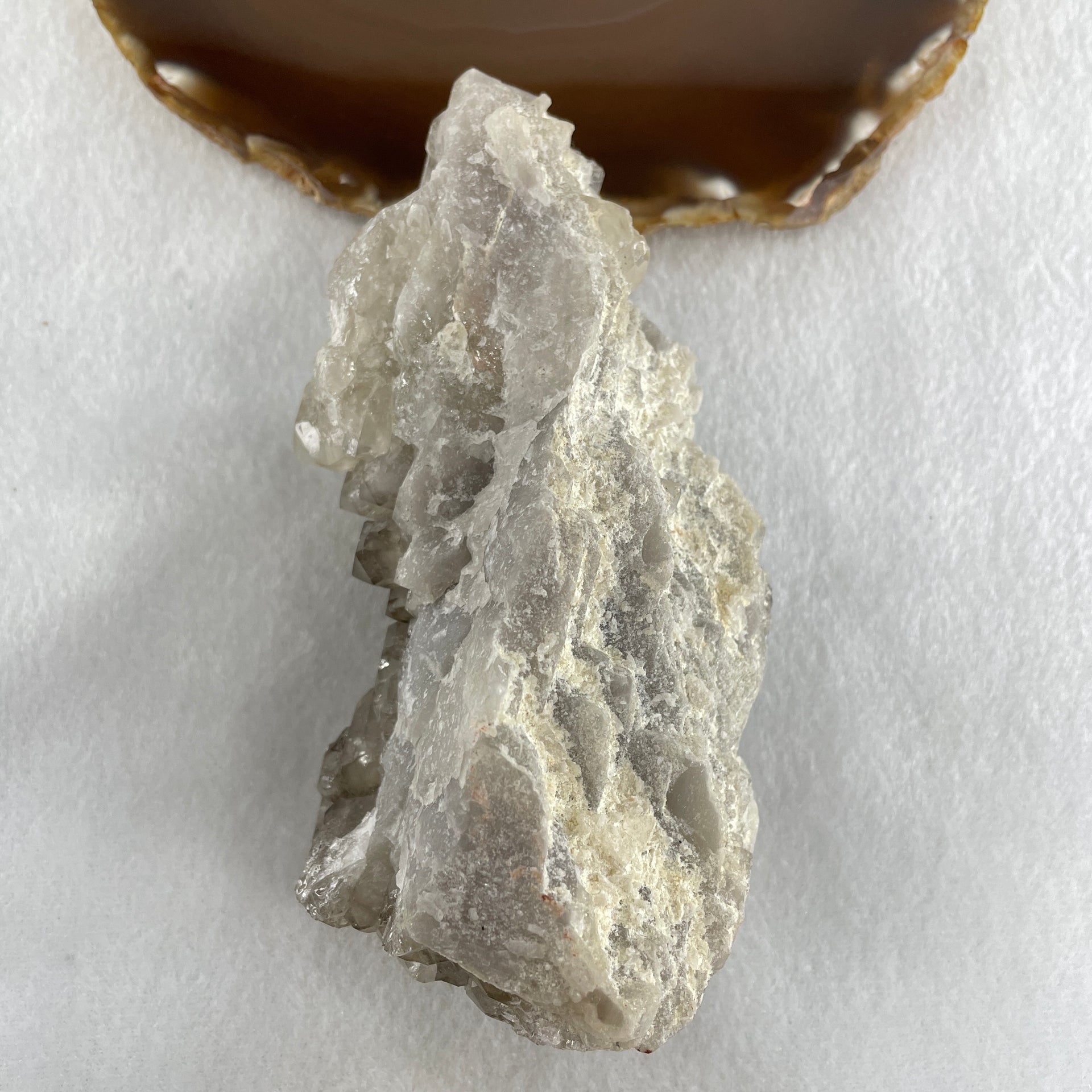 Natural Clear Quartz Rough Irregular Shape Display in Wooden Stand 359.1g 81.0 by 87.0 by 122.0mm - Huangs Jadeite and Jewelry Pte Ltd