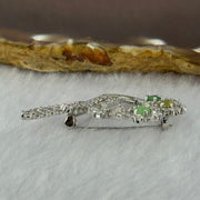 Type A Green Yellow Jadeite with Crystals in S925 Sliver Brooch 4.05g 3.6 by 1.5mm 3pcs - Huangs Jadeite and Jewelry Pte Ltd