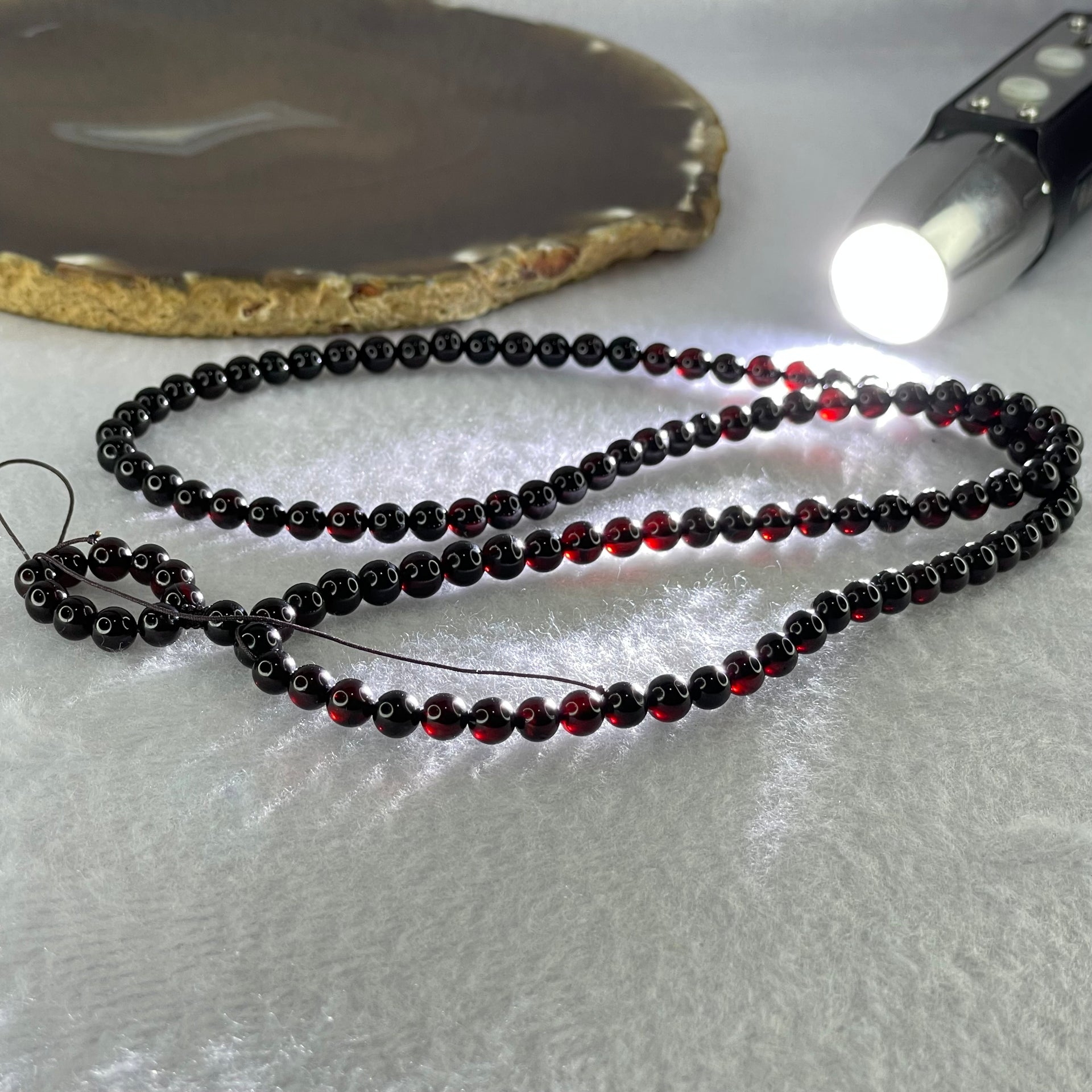 Natural Blood Red Amber Beads Necklace 10.72g 58cm 5.4mm 120 Beads - Huangs Jadeite and Jewelry Pte Ltd