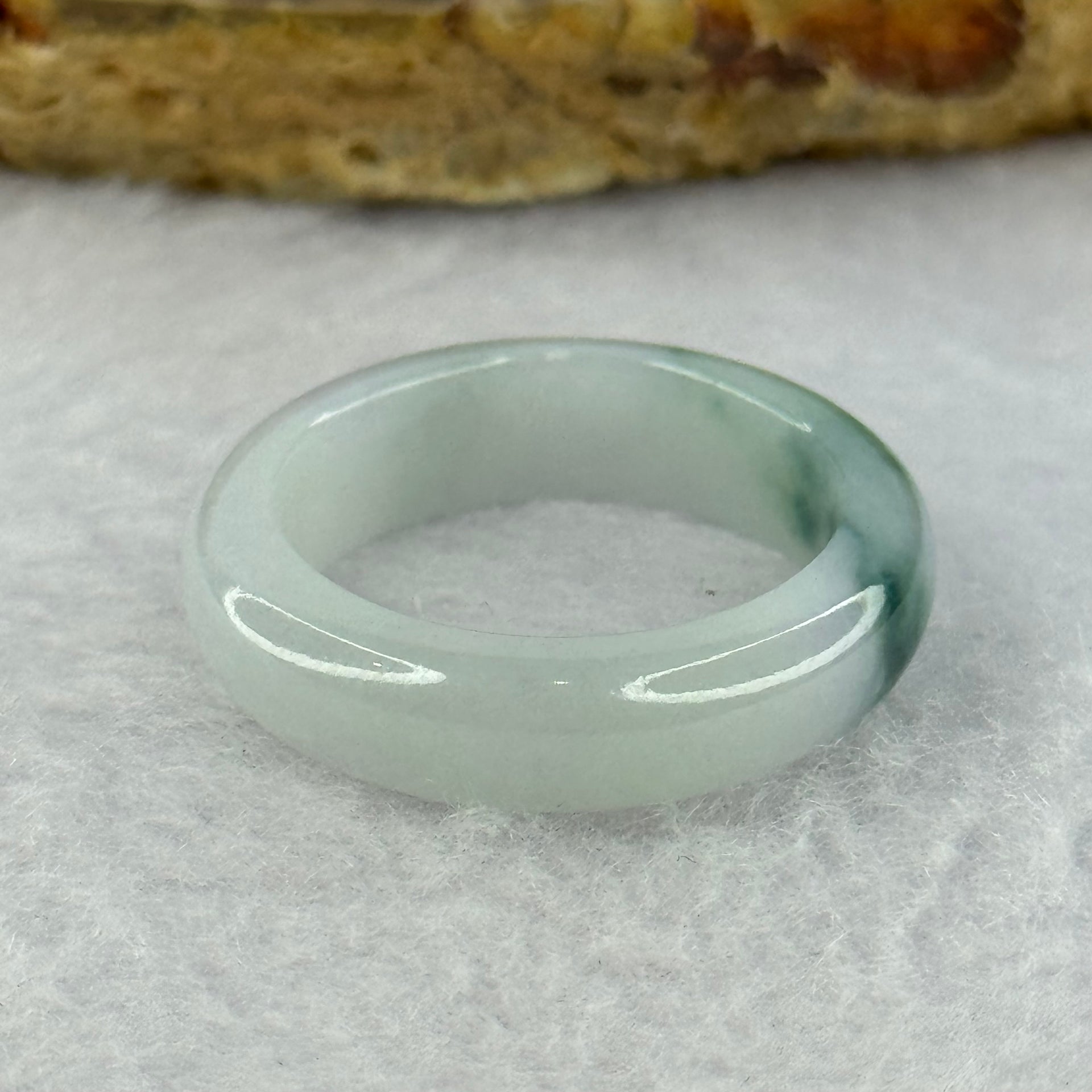 Type A Light Green with Blueish Green Patch Jadeite Ring 3.82g 6.0 by 3.6mm US8.25 HK18 - Huangs Jadeite and Jewelry Pte Ltd