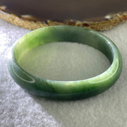 Type A Natural Oily Green Jadeite Oval Bangle 38.02g Inner Diameter 57.8mm 13.0 by 6.1mm (Very Slight Internal Lines) - Huangs Jadeite and Jewelry Pte Ltd