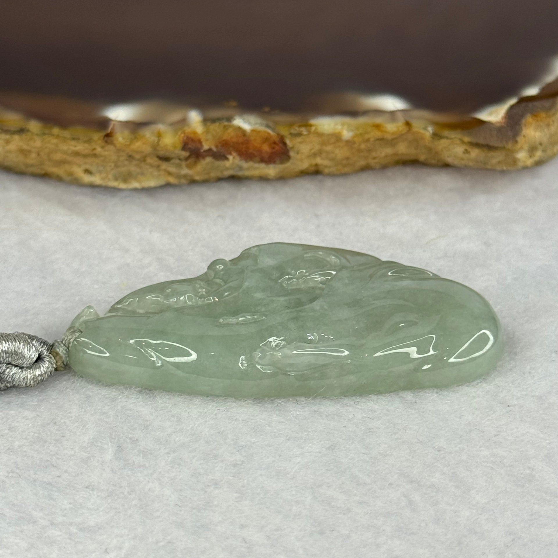 Type A Light Green Jadeite Benefactors Pendent 16.40g 47.8 by 23.6 by 6.1mm - Huangs Jadeite and Jewelry Pte Ltd