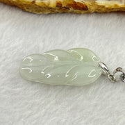 Type A Semi Icy Light Green Jadeite Leaf 30.1 by 17.5 by 3.7mm Pendant with S925 Sliver Necklace 3.80g - Huangs Jadeite and Jewelry Pte Ltd