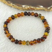 Natural Mixed Color Amber Beads Bracelet 6.74g 17.5cm 7.8mm 32 Beads - Huangs Jadeite and Jewelry Pte Ltd