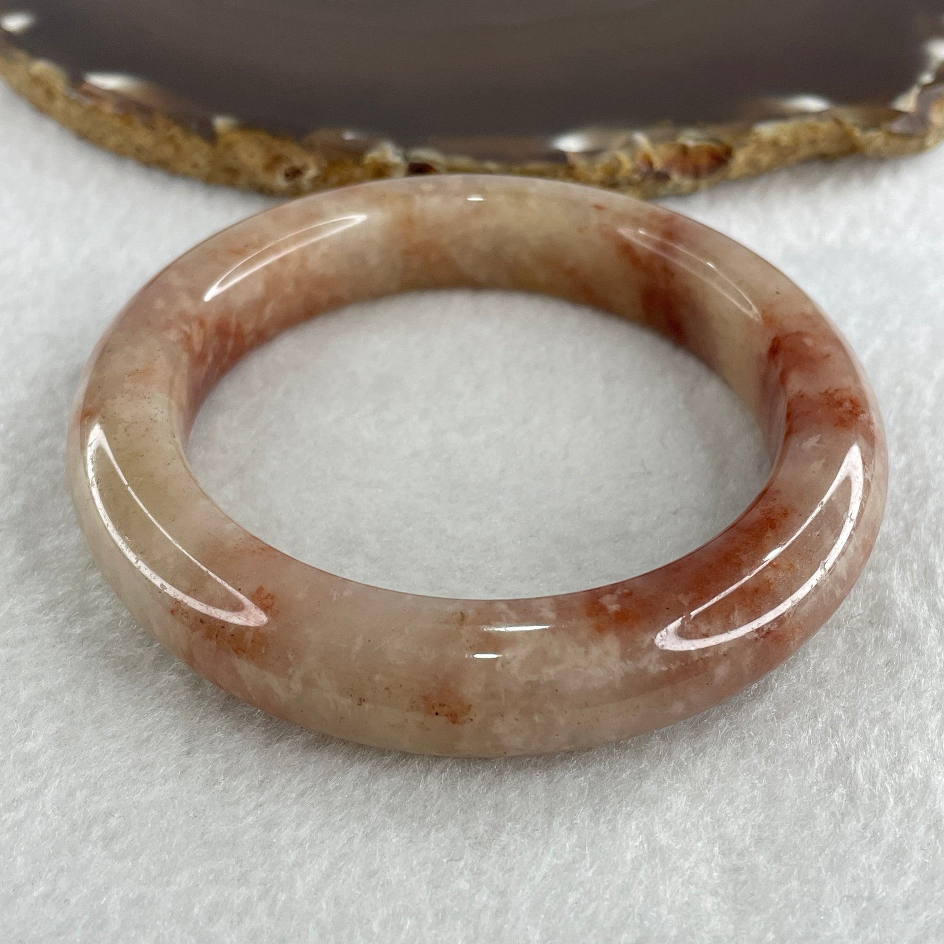 Natural Pinky Ferruginous Quartz Bangle 66.27g Inner Diameter 58.3mm 13.0 by 11.0mm (Slight External Rough) - Huangs Jadeite and Jewelry Pte Ltd