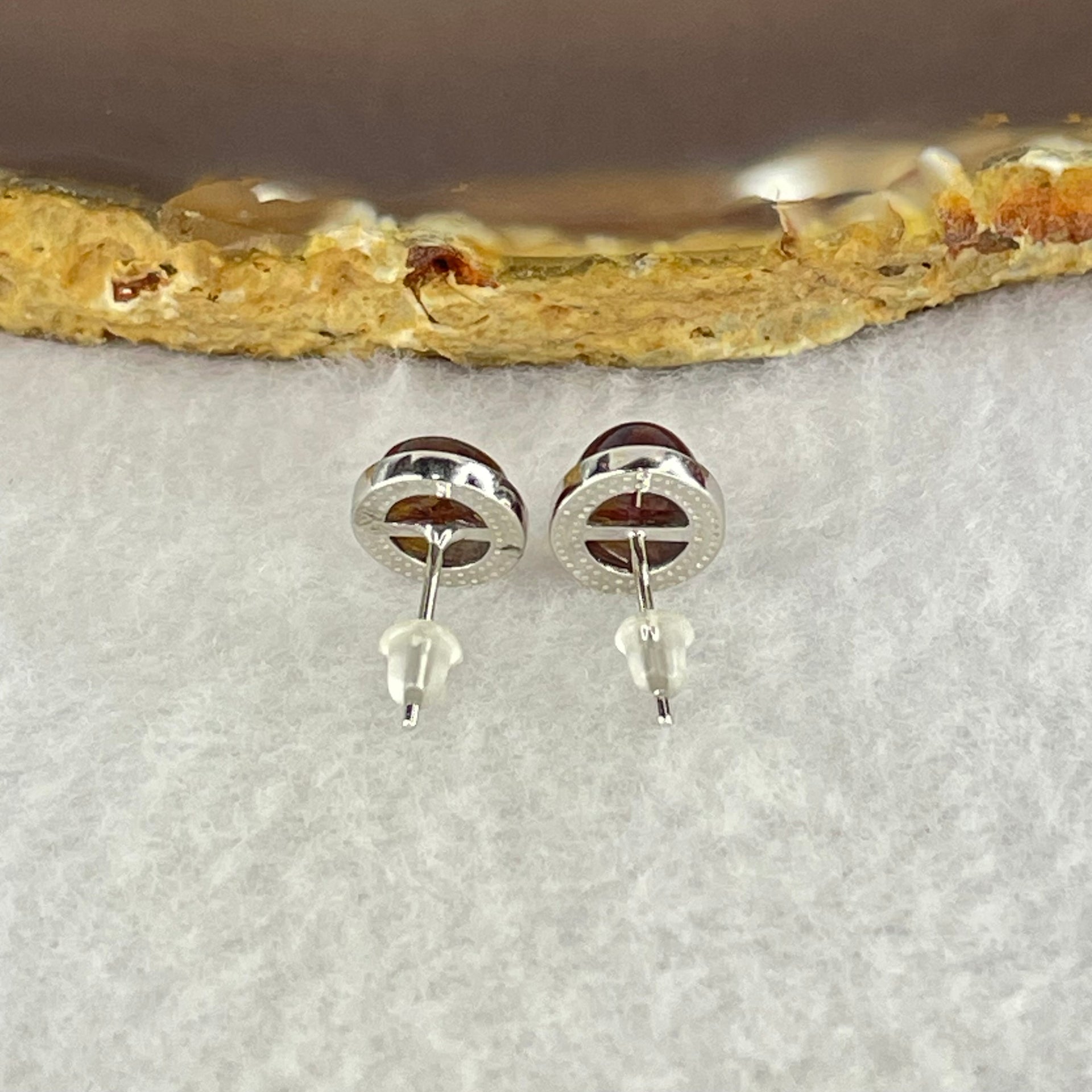 Good Grade Natural Auralite 23 S925 Silver Earrings 1.92g 8.9 by 6.9 by 4.0mm - Huangs Jadeite and Jewelry Pte Ltd