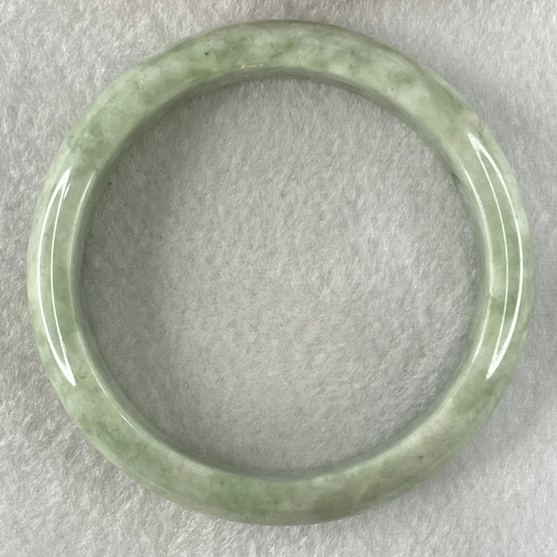 Type A Green Dou Qing Jadeite Bangle 49.01g Internal Diameter 57.6mm 13.0 by 7.5mm (External Line - Huangs Jadeite and Jewelry Pte Ltd
