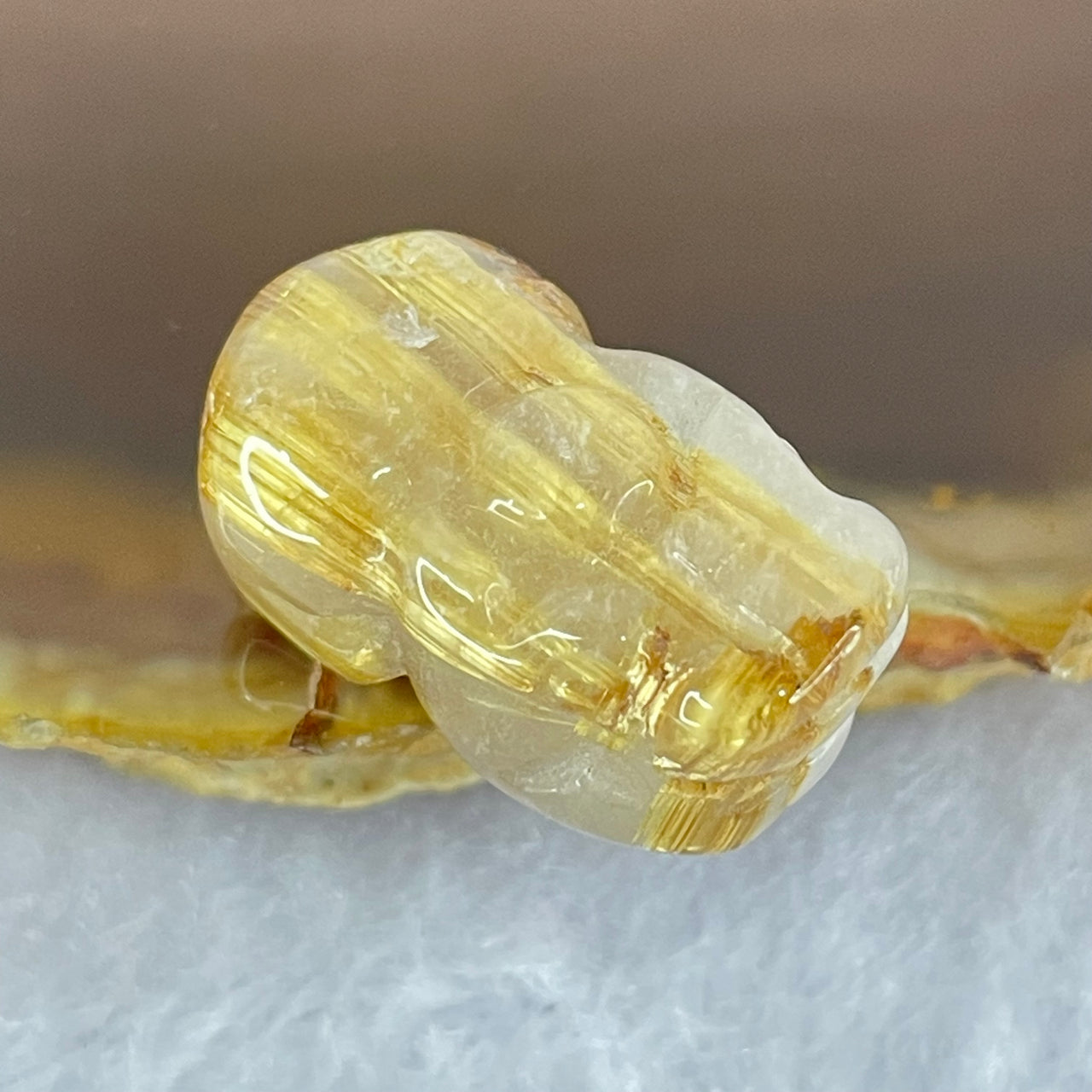 Natural Golden Rutilated Quartz Pixiu Charm 4.07g 20.6 by 12.3 by 9.5mm - Huangs Jadeite and Jewelry Pte Ltd