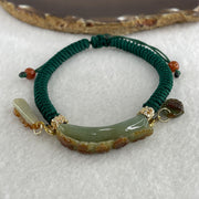 Natural Type A Brownish with Green Jadeite Flowers with Gold Fish and Bag Charms Bracelet 12.29g 17cm 7.0 by 10.9mm - Huangs Jadeite and Jewelry Pte Ltd