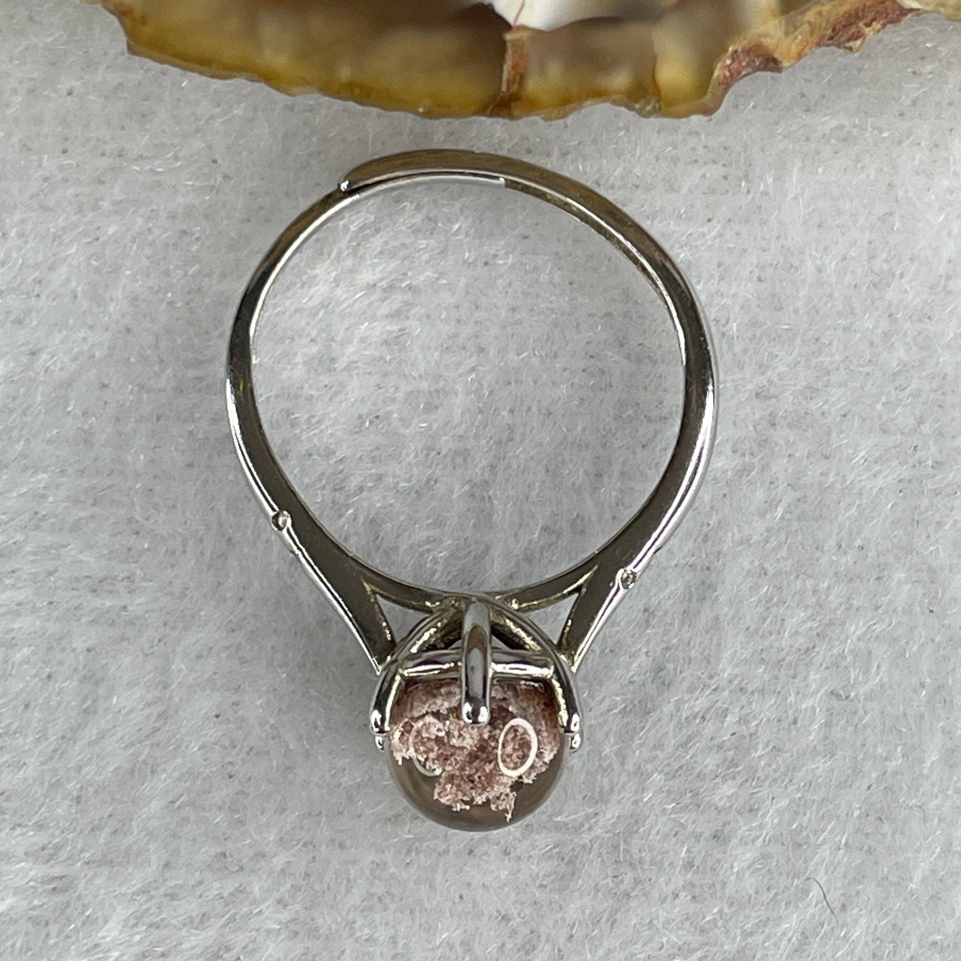 Good Grade Natural Red Phantom Quartz Ring in S925 Sliver 2.22g 7.5mm (Adjustable Size) - Huangs Jadeite and Jewelry Pte Ltd