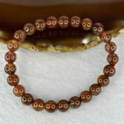 Natural Copper Rutilated Quartz Beads Bracelet 天然銅髮晶手镯 16.22g 16cm 7.9mm 25 Beads - Huangs Jadeite and Jewelry Pte Ltd