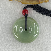 Natural Type A Green Jadeite Ping An Kou Donut Pendant in String Necklace 9.58g 24.7 by 7.1mm - Huangs Jadeite and Jewelry Pte Ltd