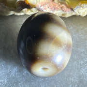 Natural Powerful Tibetan Old Oily Agate Water Wave Daluo Amulet (Tian Zhu) Dzi Bead 3.00g 13.6 by 12.6mm - Huangs Jadeite and Jewelry Pte Ltd