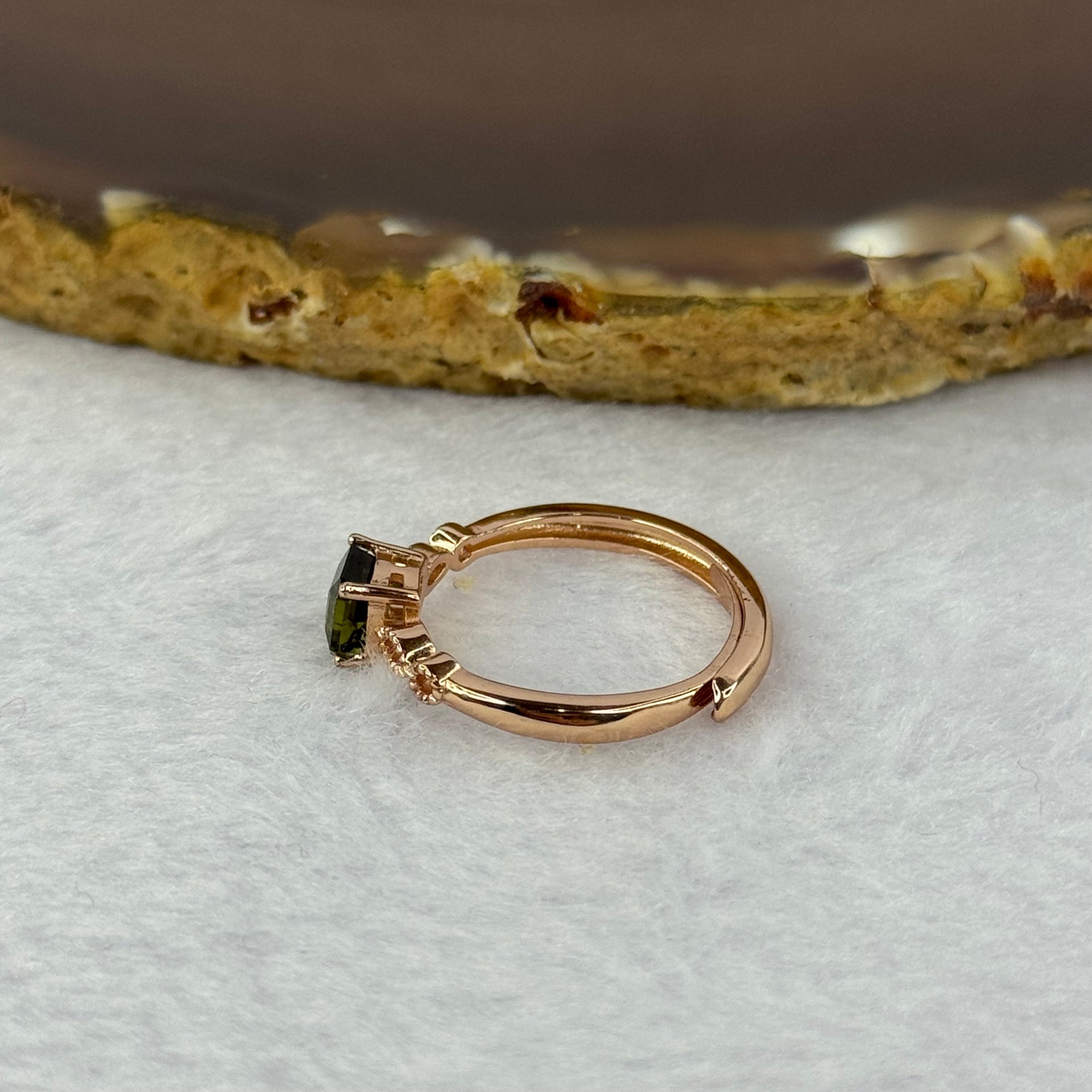 Natural Elbaite Tourmaline in 925 Sliver Ring in Rose Gold Color (Adjustable Size) 1.77g 5.2 by 4.9 by 3.9mm - Huangs Jadeite and Jewelry Pte Ltd