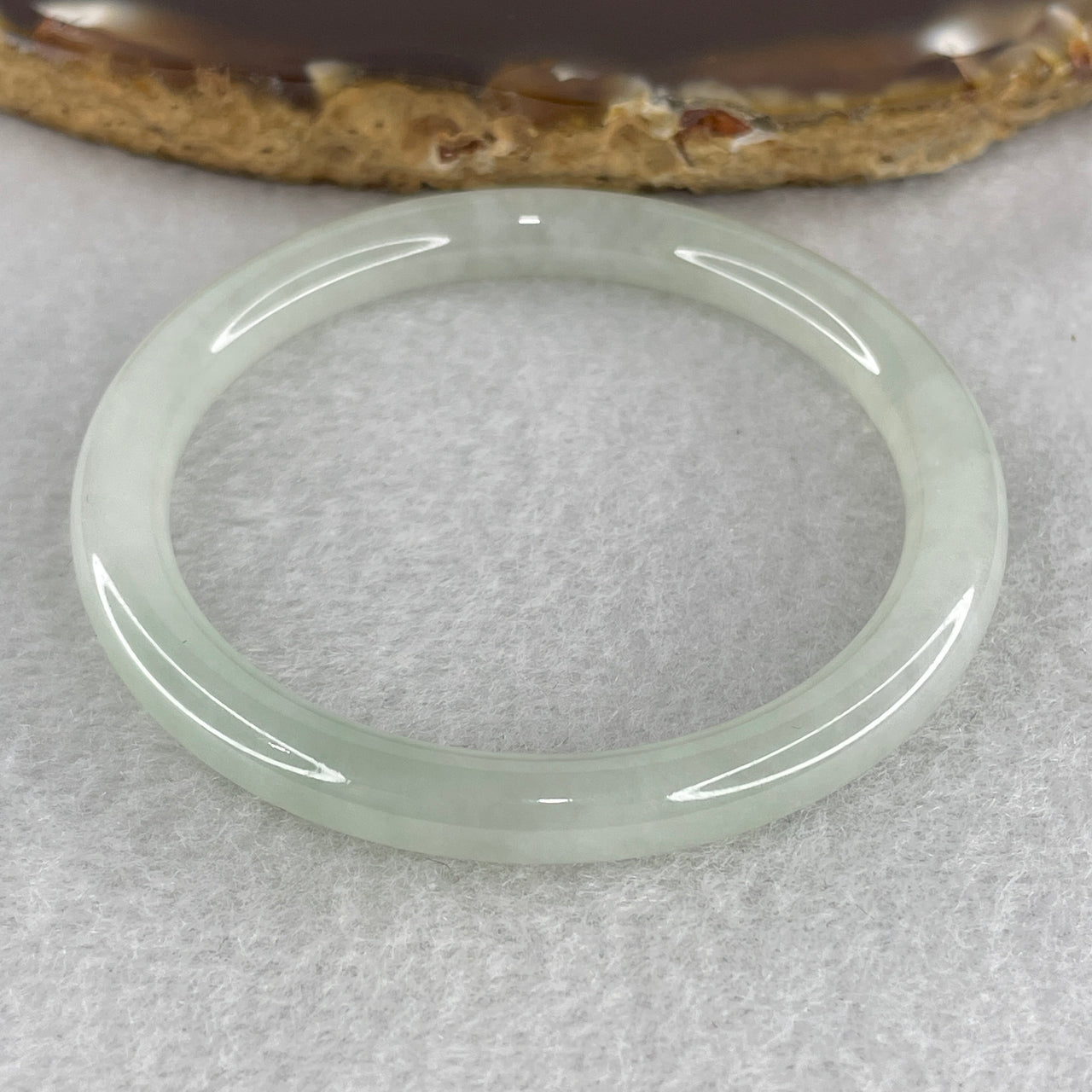 43.7mm Genuine Type A Jadeite Baby Bangle - Semi Icy Faint Green Faint Lavender Natural Jadeite Jewelry - 14.94g Certified Untreated Large Jade Bracelet 5.6x5.9mm (Perfect)