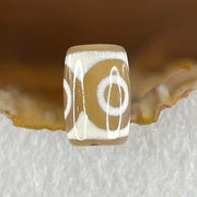 Natural Powerful Tibetan Old Oily Dark Brown With White Agate 3 Eyes Dzi Bead Heavenly Master (Tian Zhu) 三眼天诛 3.10g 15.6 by 10.6mm - Huangs Jadeite and Jewelry Pte Ltd
