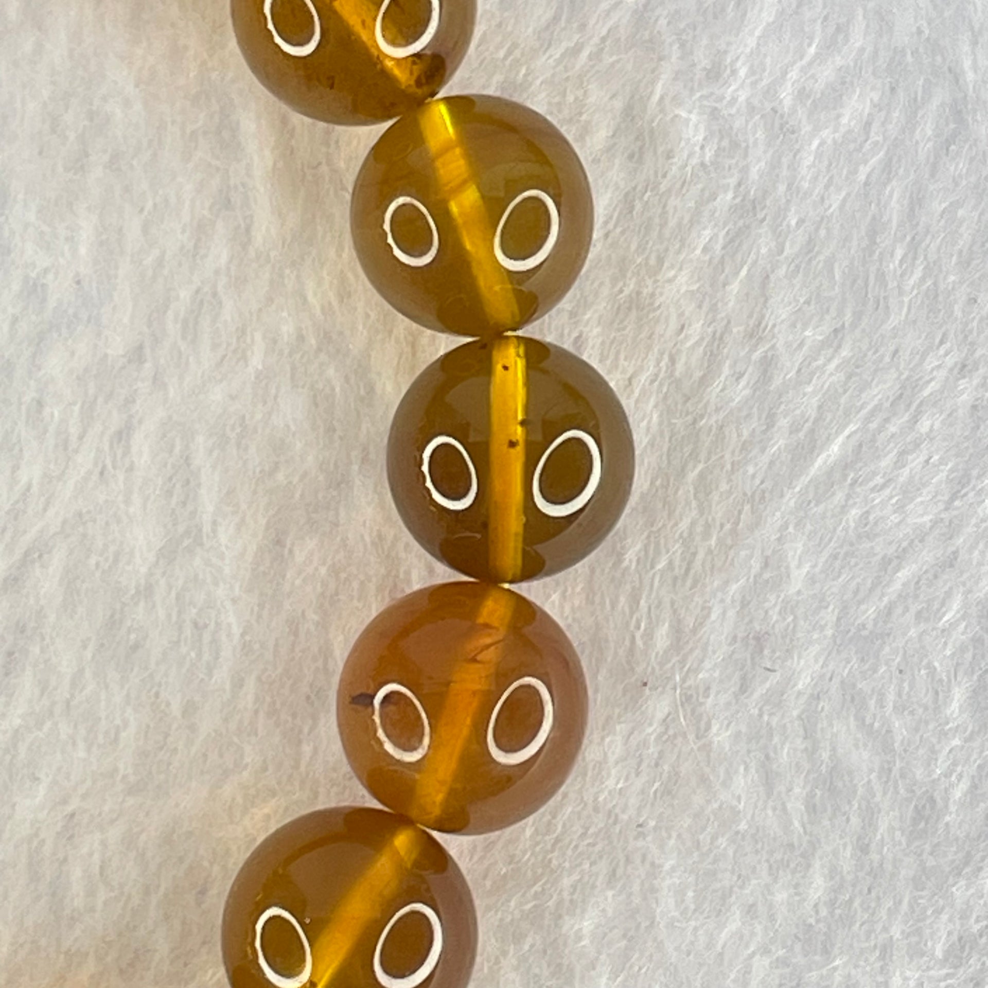 Natural Yellow Purple Amber Beads Bracelet 天然巨峰紫葡萄琥珀手链 13.74g 17cm 11.7mm 18 Beads - Huangs Jadeite and Jewelry Pte Ltd