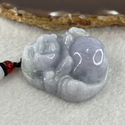 Natural Type A Lavender with Green Spots Jadeite Milo Laughing Buddha Pendant 45.90g 42.3 by 42.9 by 15.8mm - Huangs Jadeite and Jewelry Pte Ltd