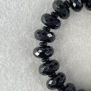 Type A Opaque Black Omphacite Jadeite Faceted Donut Ping An Kou Shape Beads Bracelet 59.39g 15cm 14.3mm 19 Beads - Huangs Jadeite and Jewelry Pte Ltd