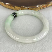 Type A Green with Moss Green Patches Jadeite Bangle Internal Diameter 55.0mm 46.39g 9.4 by 9.6mm (Internal Lines) - Huangs Jadeite and Jewelry Pte Ltd