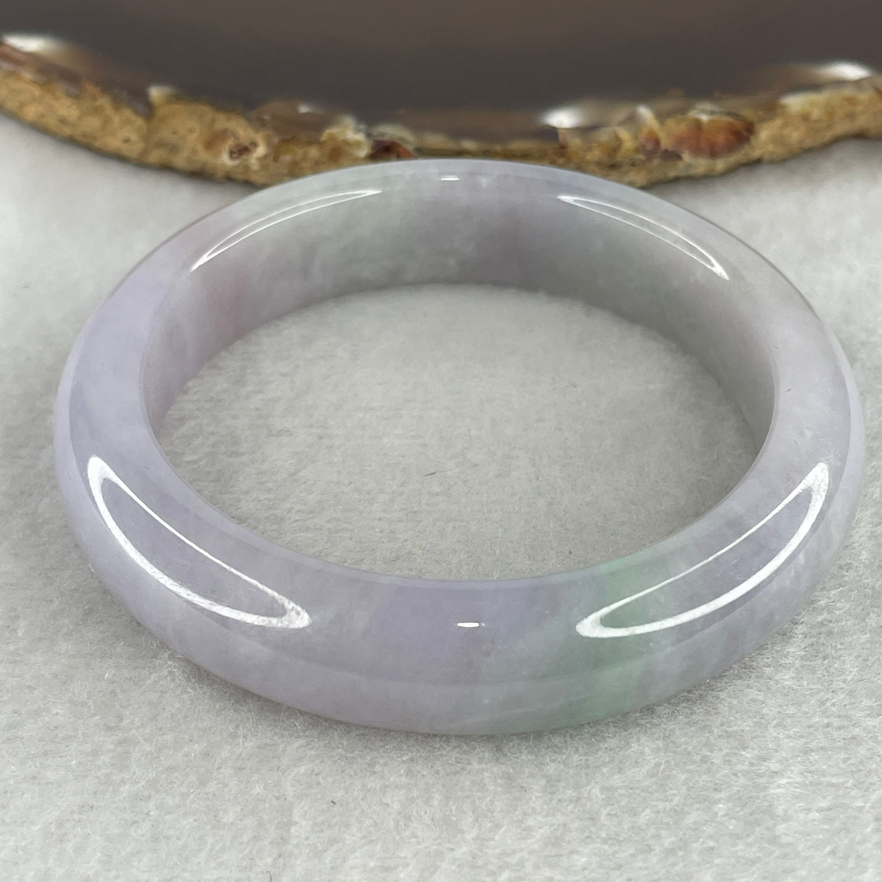 Natural Type A Multicolor Jadeite Bangle | 53.1mm Romantic Lavender with Faint Green & White Highlights | Classic Premium "Fei Cui" Round Wrist Heirloom 56.16g 12.8x8.4mm (Slight Internal Lines)
