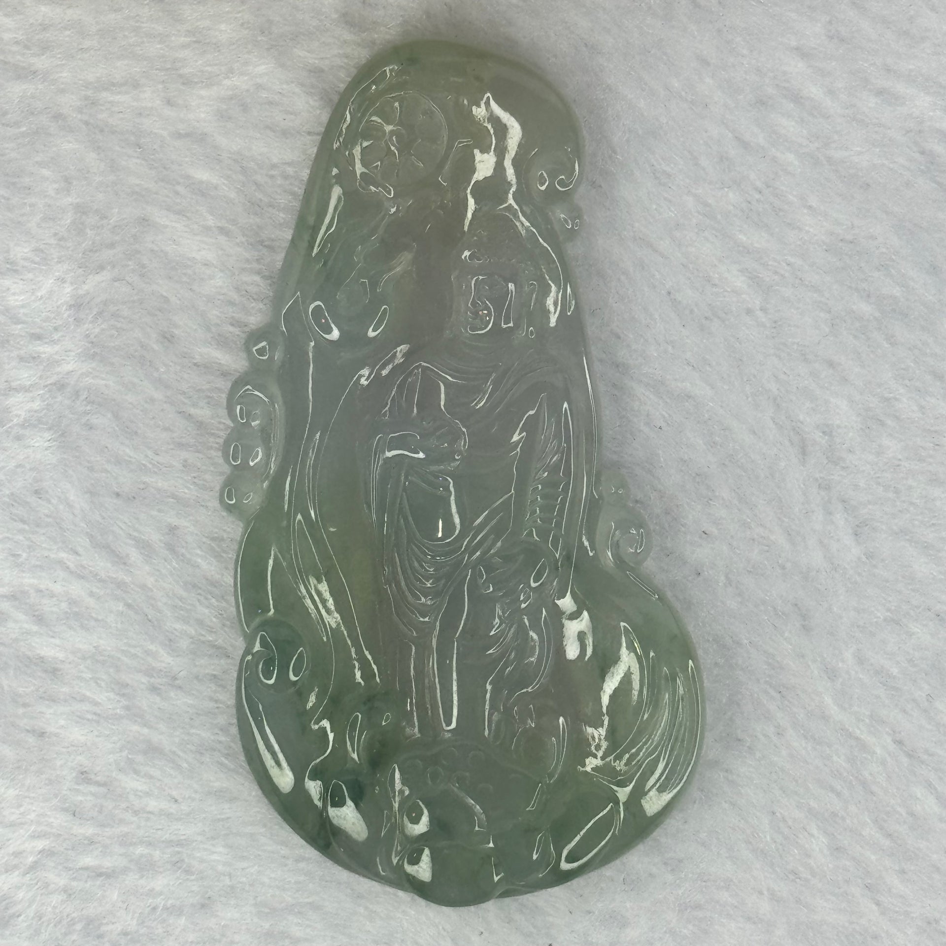 Certified Grandmaster Type A Icy Jelly Green Lavender Piao Hua Jadeite Buddha Pendent 18.65g 56.8 by 30.7 by 5.8mm - Huangs Jadeite and Jewelry Pte Ltd