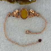 Natural Butterscotch Amber Beads Silver Rose Gold Color Butterfly Bracelet 5.96g 16.7 by 13.0 by 5.5mm - Huangs Jadeite and Jewelry Pte Ltd