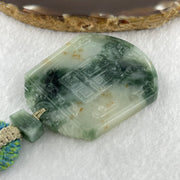 Natural Type A Light Dark Green with Red Spots Jadeite Pixiu Pair Lucky Charm for Luck, Wealth and Protection Pendant 36.74g 52.6 by 45.6 by 5.6mm - Huangs Jadeite and Jewelry Pte Ltd