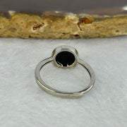 Type A Translucent Black Omphasite Jadeite Round Shape in S925 Sliver Ring (Adjustable Size) 1.51g 8.0 by 2.0mm - Huangs Jadeite and Jewelry Pte Ltd