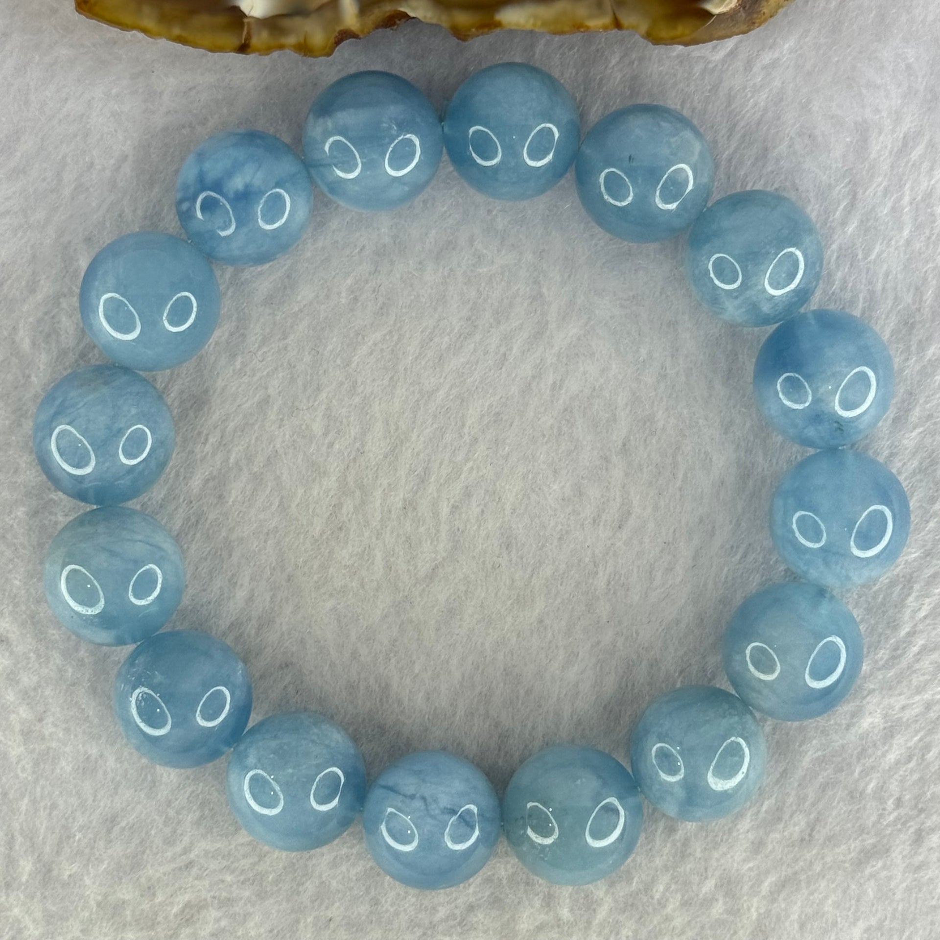 Natural Aquamarine Beads Bracelet 57.78g 17.5cm 13.9mm 16 Beads - Huangs Jadeite and Jewelry Pte Ltd